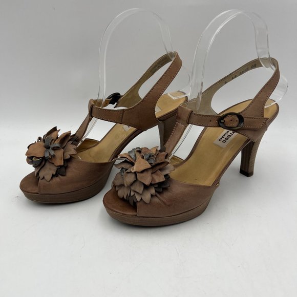 Paul Green Leather Flower T-Strap Peep Toe Heels Size UK 4/US‎ 6.5 - Picture 4 of 11